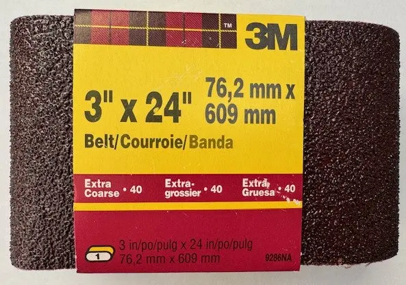 3M 40-Grit Bi-Directional Sanding Belt — 3-Inch × 24-Inch, Extra-Coarse (Model 9286NA)