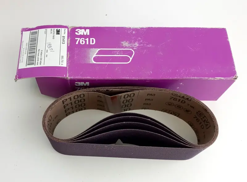 3M 761D Purple Cloth Sanding Belts — 3-Inch × 24-Inch, 100-Yard Grade, 5-Pack (Model 81413)