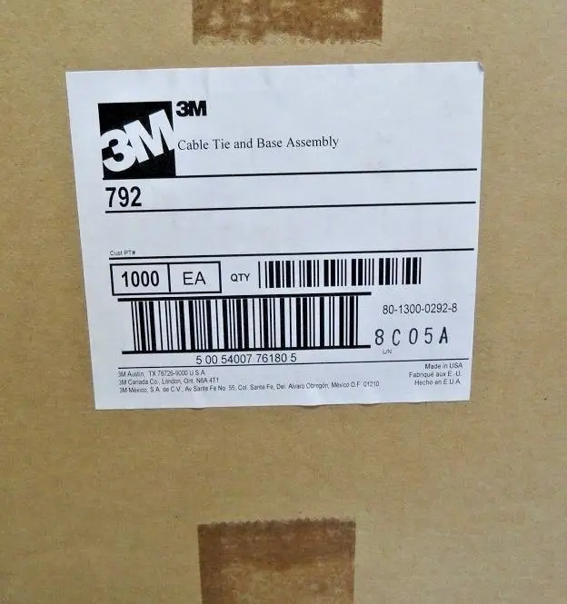 3M 792 Cable Tie & Mounting Base Assembly – 1000-Piece Bulk Pack, USA-Made