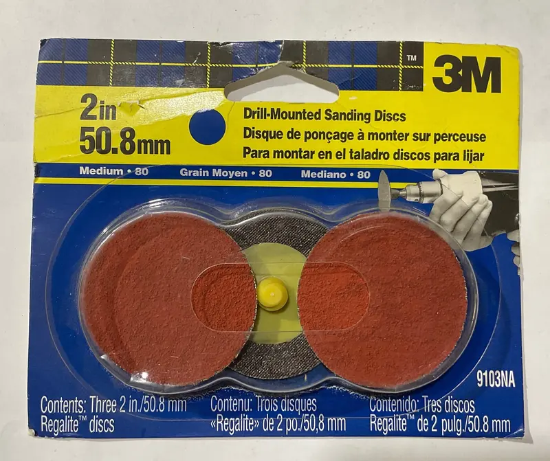 3M 9103NA Sanding Disc – 2-Inch Diameter, Drill-Mounted, Premium Aluminum Oxide (Made in USA)