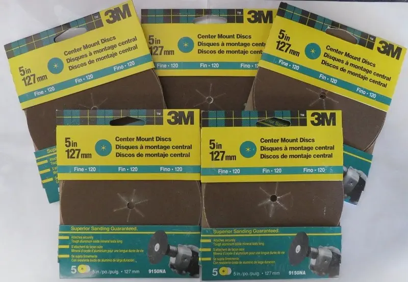 3M 9150NA Fine-Grit Center-Mount Sanding Discs – 5″ Diameter, 5-Pack