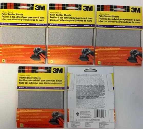 3M 9210NA Palm Sander Sheets – 4-1/2″ x 4-1/2″, Fine Grit, 5-Pack