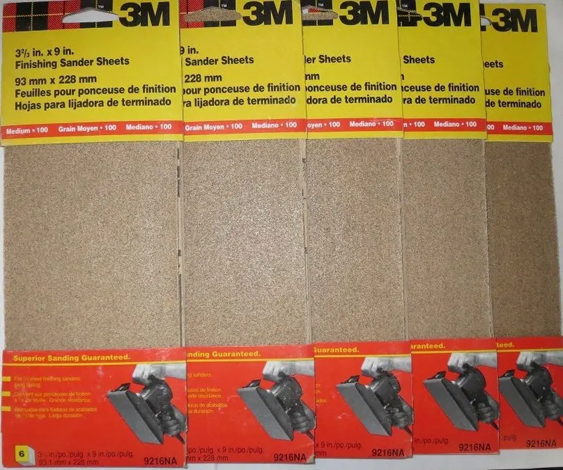 3M 9216NA Finishing Sanding Sheets – 3-2/3″ x 9″, Premium Aluminum Oxide, 5-Pack