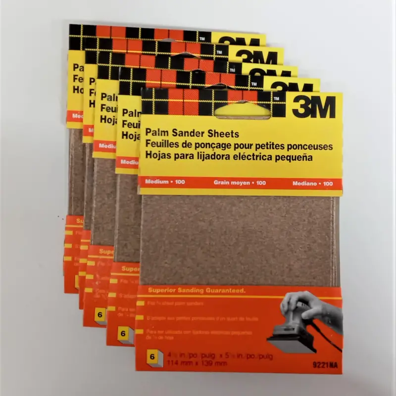 3M 9221NA Palm Sander Sheets – 4-1/2″ x 5-1/2″, Medium Grit, 5–6-Pack