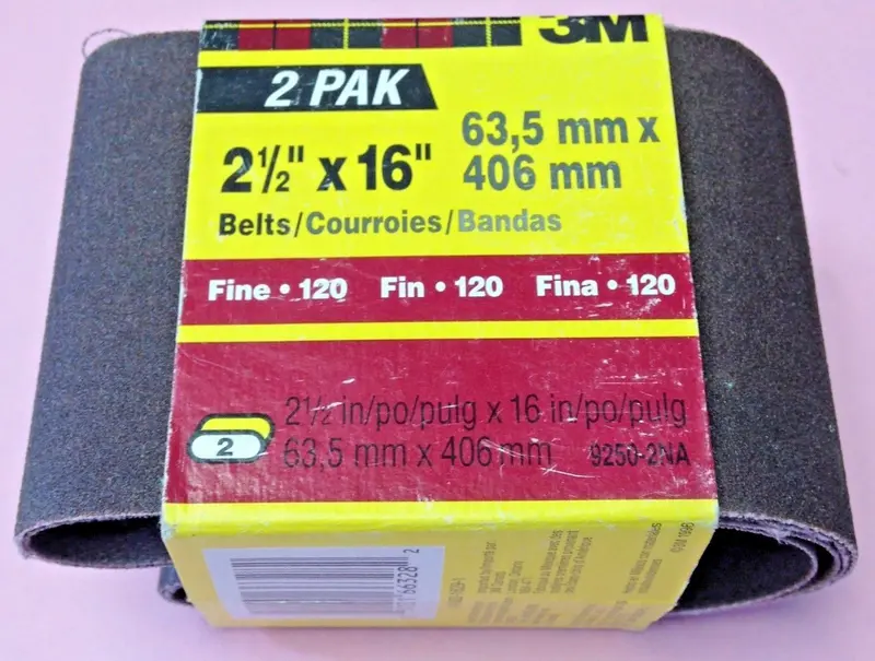 3M 9250-2NA Fine-Grit 120 Sanding Belts – 2.5″ x 16″, 2-Pack