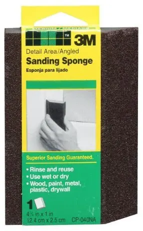 3M Angled Sanding Sponge – 4-7/8″ x 2-7/8″ x 1″, Fine Grit, Contoured for Detail Work