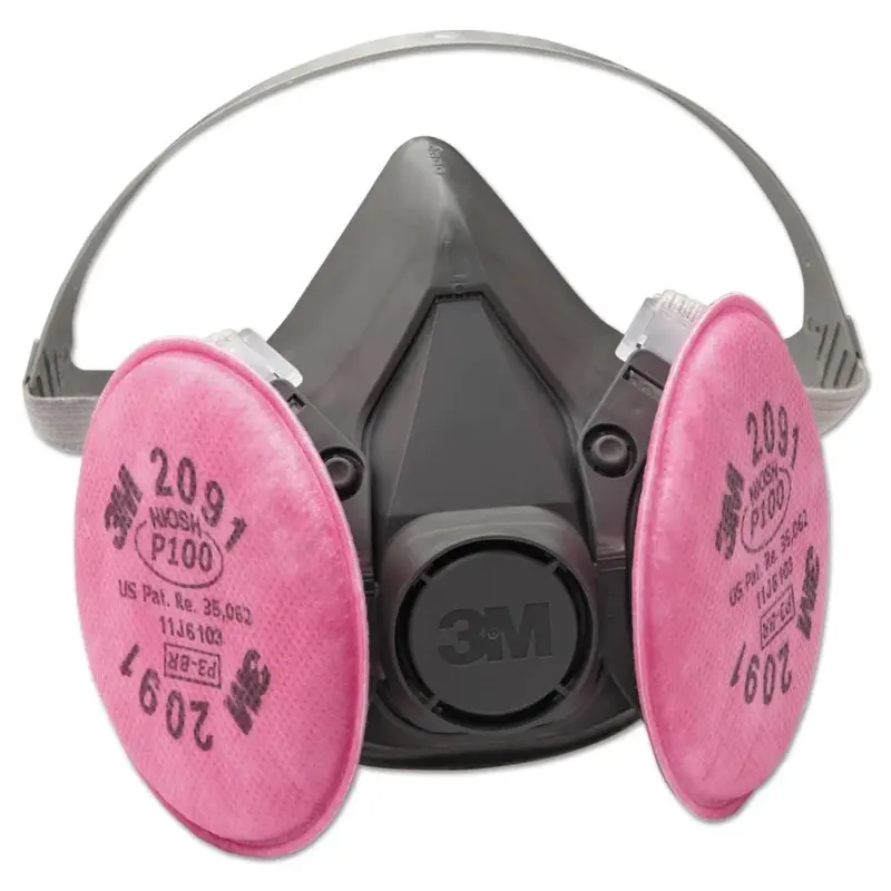 3M Half-Face Reusable Respirator with P100 Particulate Filters (Model 2091)