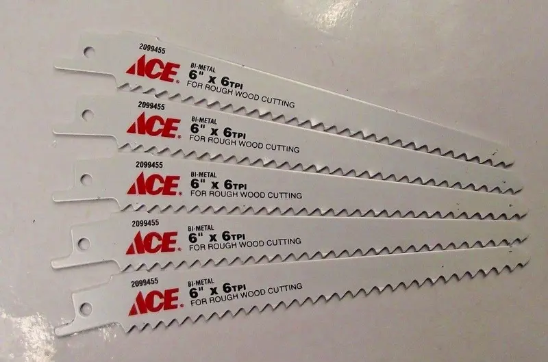 Ace 96-09577 6-Inch Bi-Metal Reciprocating Saw Blade, 6 TPI, 5-Pack
