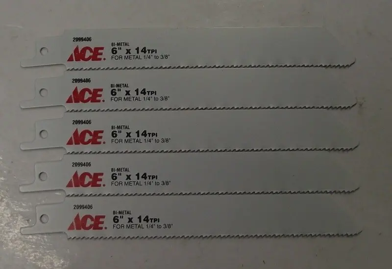 ACE Bi-Metal Reciprocating Blade – 6″ x 14 TPI for Thick Metal, 5-Blade Pack