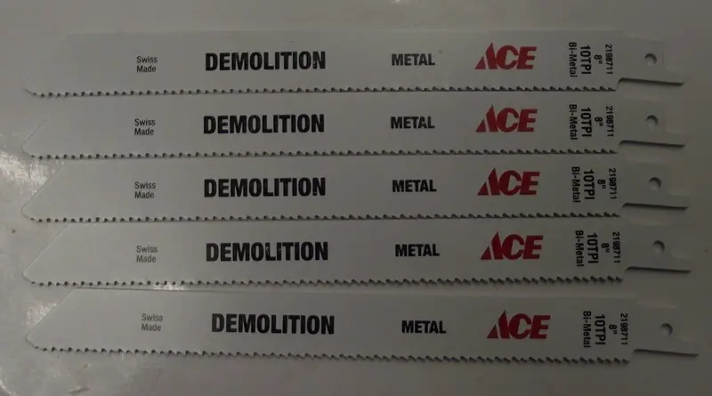 ACE Bi-Metal Reciprocating Saw Blade – 8-Inch, 10 TPI, 5-Pack, Swiss-Made