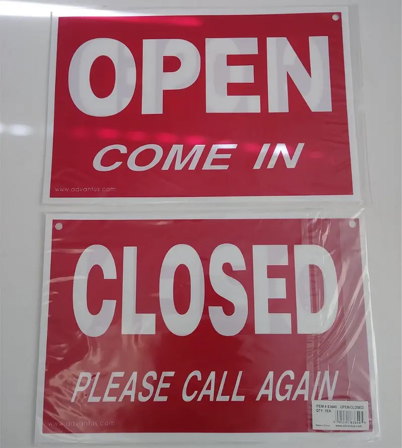 Advantus ‘Open/Closed’ Sign – Preprinted, 8″ x 12″, Heavy-Duty Plastic (2-Pack, 83640)