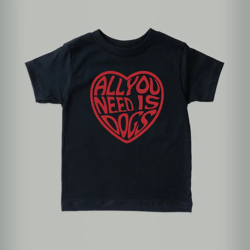 ‘All You Need Is Dogs’ Black Crewneck Tee