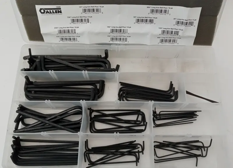 Allen 19986 105-Piece Long-Arm Ball-End Hex Key Set – SAE Metric Combo