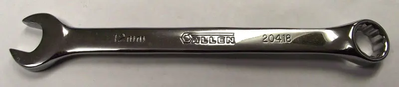 Allen 20418 12mm Combination Wrench — 12-Point, Full-Polish Finish, Metric, Made in USA