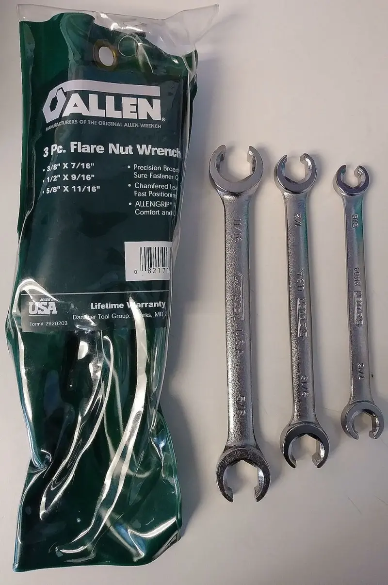 Allen 29202 Flare Nut Wrench Set: 3-Piece Professional Grade – Made in USA