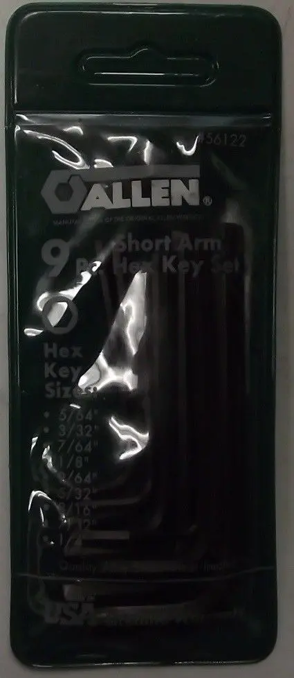 Allen 56122 Nine-Piece Short-Arm Hex Key Set – Made in USA