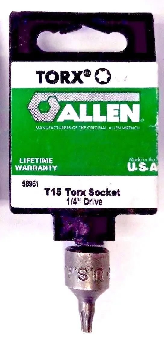 Allen 58961 T15 Torx Bit Socket — 1/4″ Drive, USA-Made