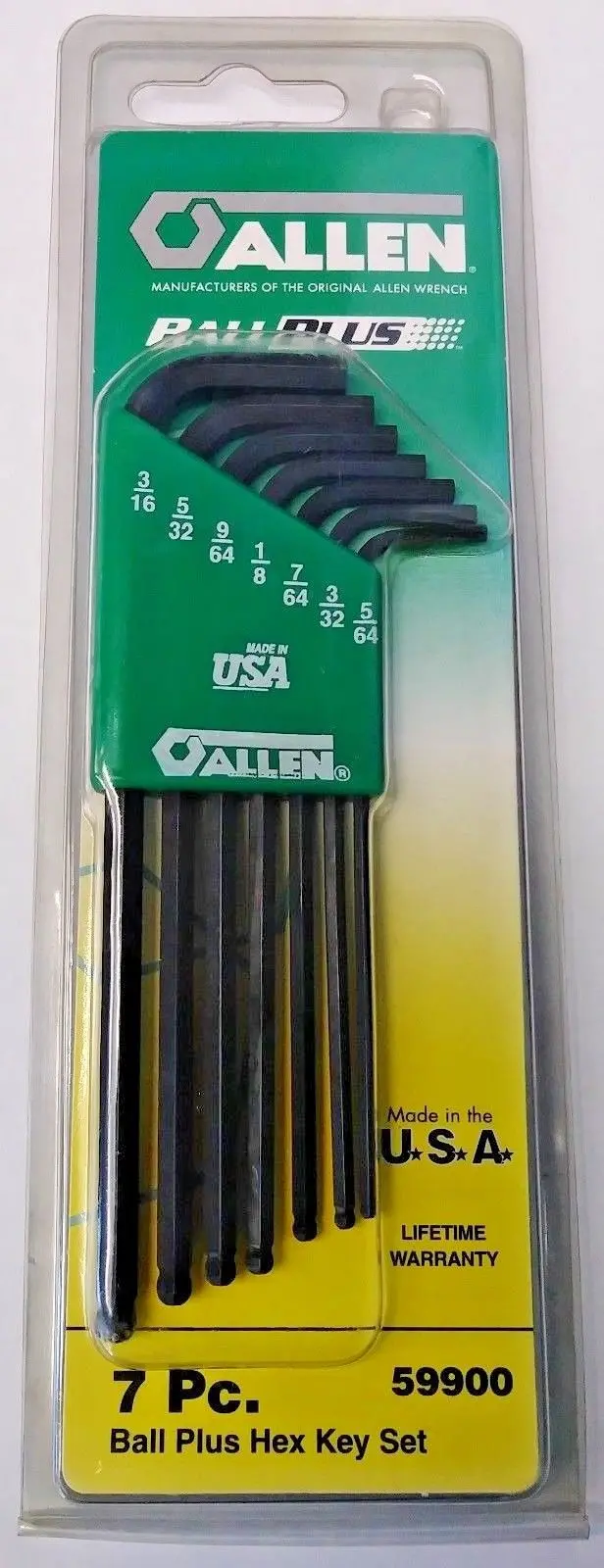 Allen 59900 Ball-End Hex Key Set – 7-Piece SAE, USA-Made