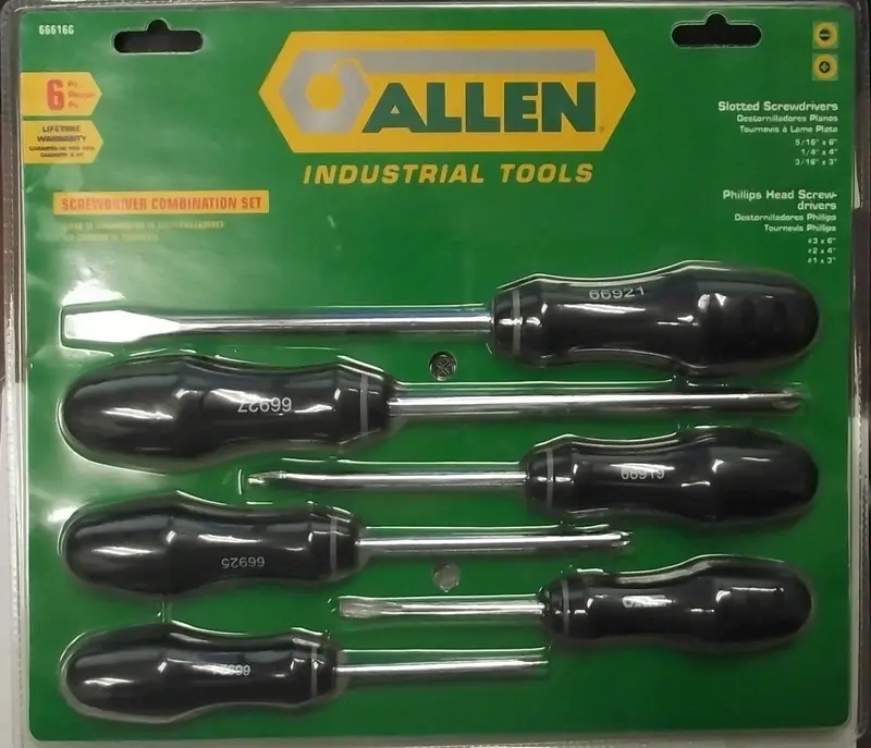 Allen 6-Piece Screwdriver Set — Phillips & Slotted Tips (Model 66616G)