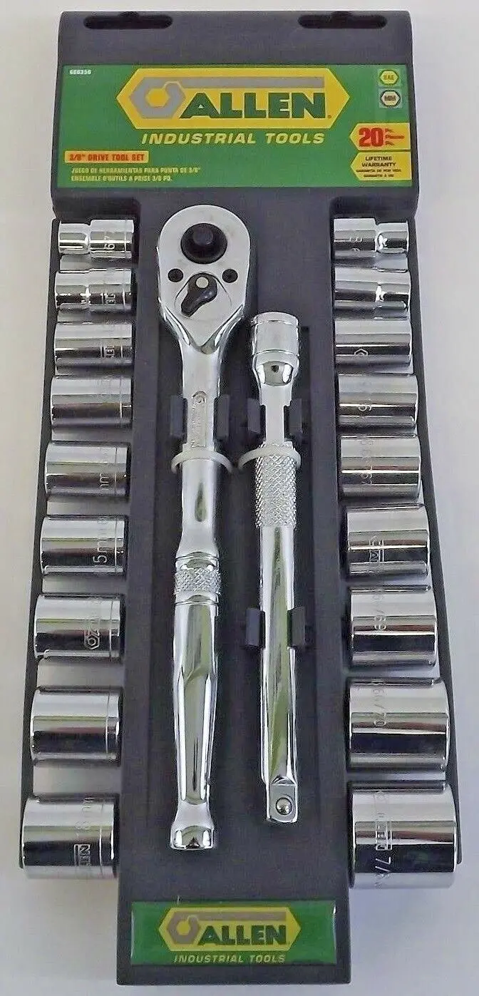 Allen 66636 20-Piece Socket Set — 1/2″ Drive, Dual SAE/Metric, Full-Size