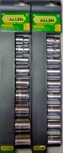 Allen 66639G & 66640G Combined Socket Set — 18-Piece 3/8-Inch Drive (SAE + Metric)