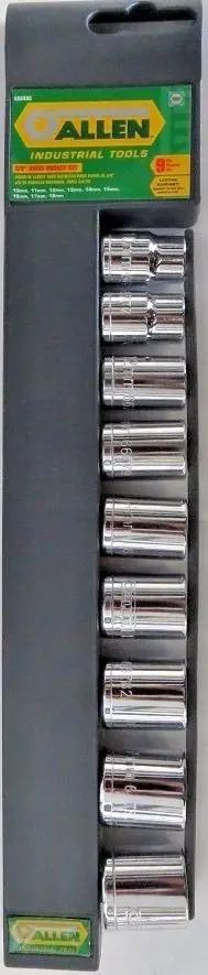 Allen 66640G 3/8-Inch Drive Metric Socket Set — 9-Piece Precision Tool Kit