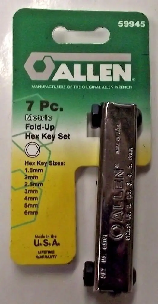 Allen 7-Piece Metric Hex Key Set – Foldable Design, Portable & Durable, USA Sourced