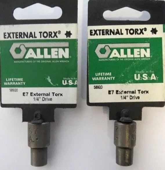 Allen External Torx Socket Set – 1/4″ Drive, E7 Size, Two-Piece Pack (58920)