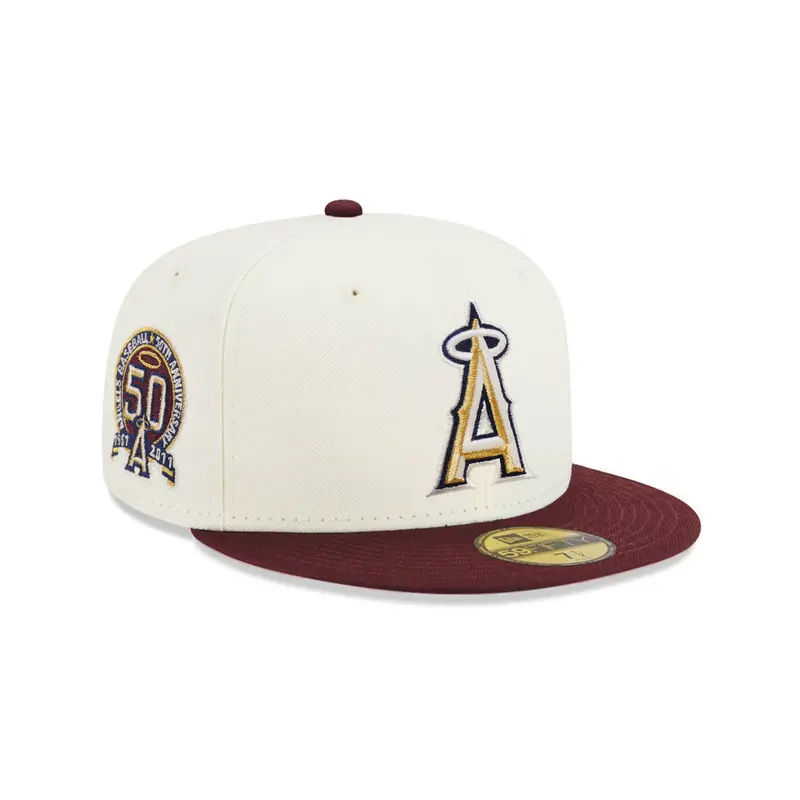 Anaheim Angels 50th Anniversary Chrome-and-Maroon Cap – SP 59Fifty Fitted