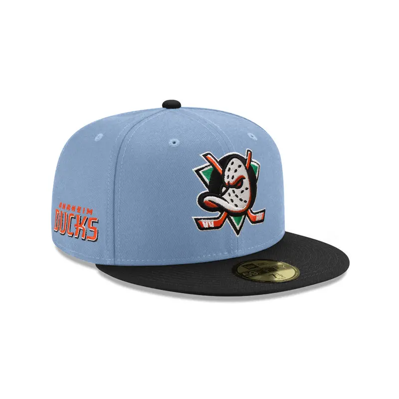 Anaheim Ducks Blue and Black Two-Tone Alternate Wordmark NHL 59Fifty Fitted Cap