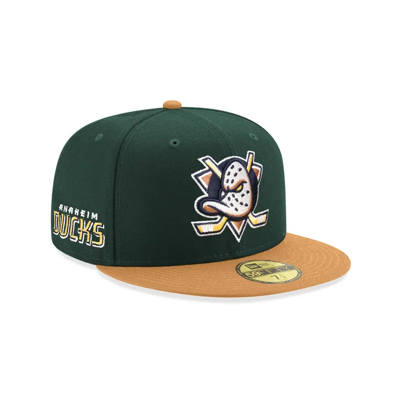 Anaheim Ducks Team Wordmark Green & Bronze Two-Tone SP 59Fifty Fitted Cap