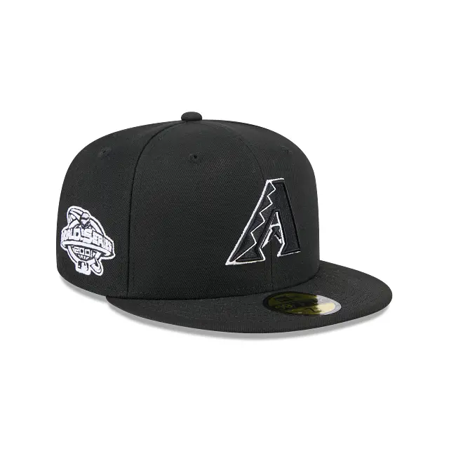 Arizona Diamondbacks 2024 Black & White 2001 World Series Side Patch SP 59Fifty Fitted Cap