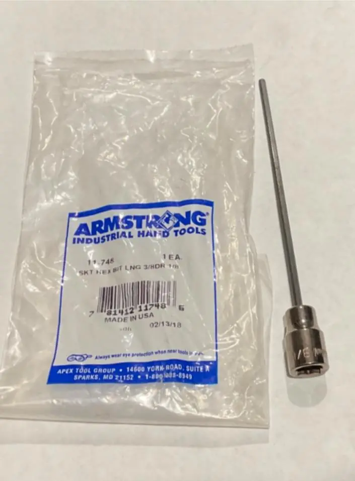 Armstrong 11-748 1/8-Inch Long Hex Bit Socket – 3/8-Inch Drive, Made in USA