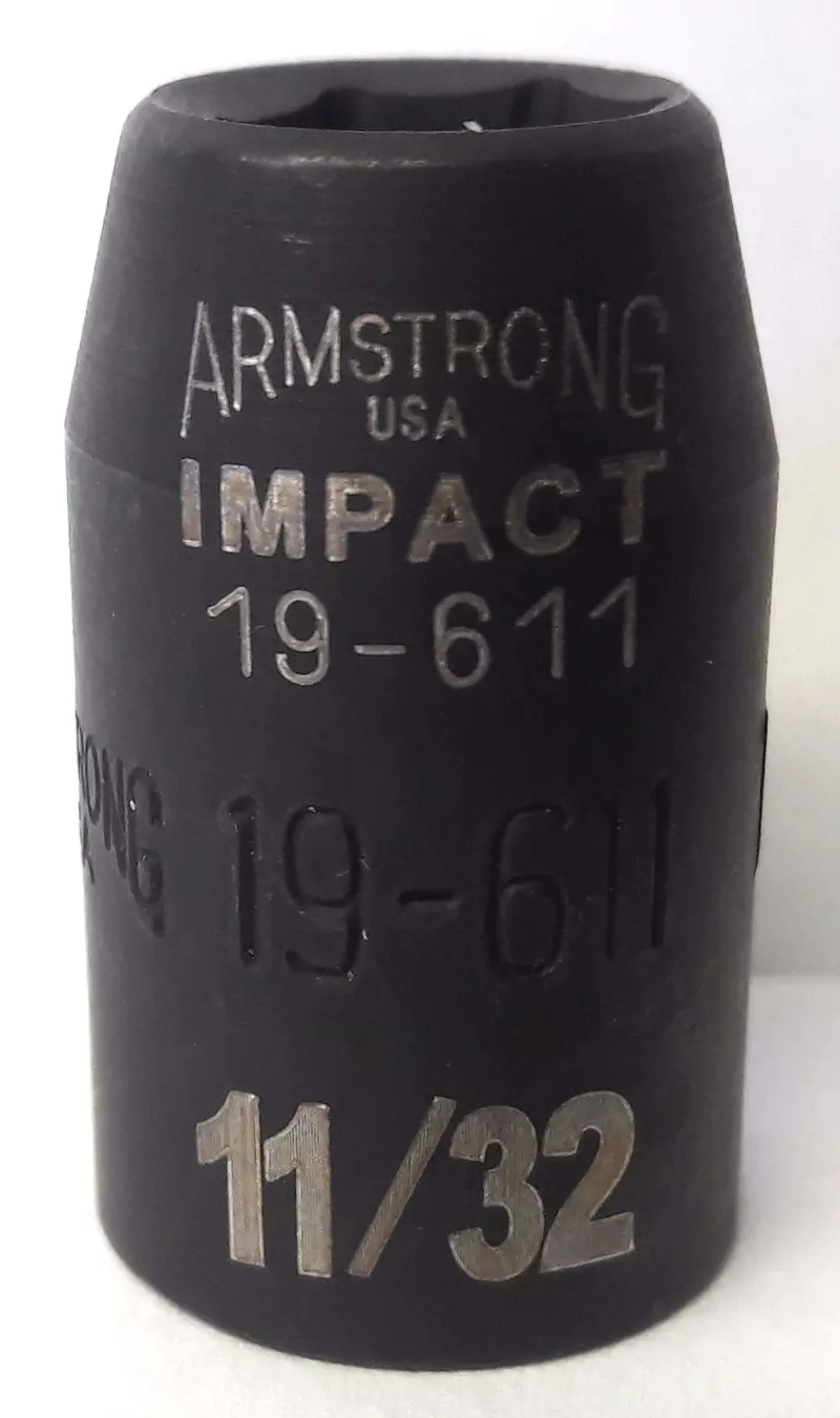 Armstrong 3/8″ Drive 11/32″ Hex Impact Socket – 6-Point, Heavy-Duty, Made in USA