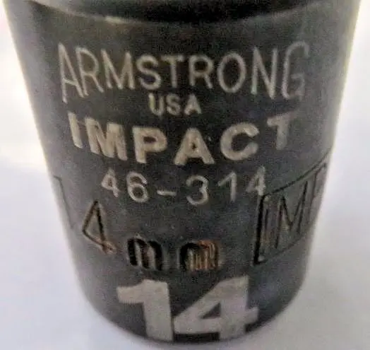 Armstrong 46-314 Impact Socket – 3/8″ Drive, 14mm 12-Point, USA-Made