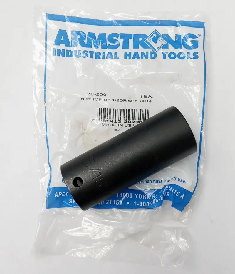 Armstrong Deep Impact Socket — 1/2″ Drive, 6-Point, 15/16″ Size, Model 20-230