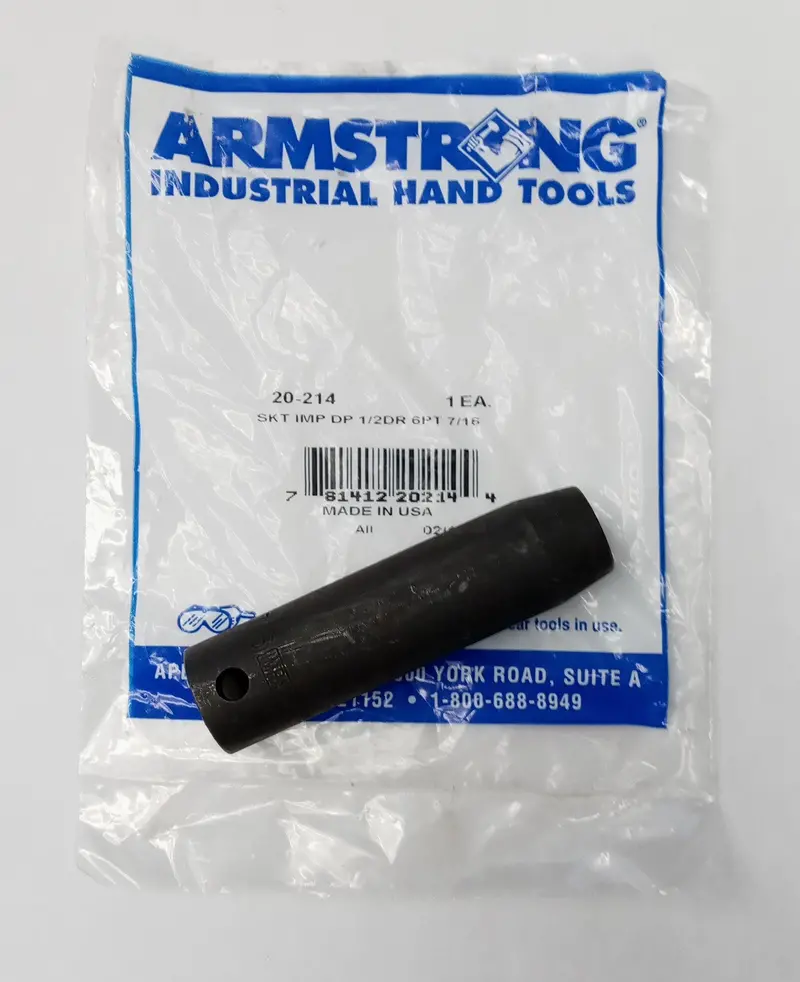 Armstrong Deep Impact Socket — 1/2″ Drive, 7/16″ Size, 6-Point, Model 20-214