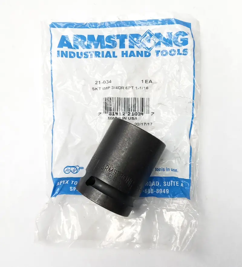Armstrong Heavy-Duty Impact Socket — 3/4″ Drive, 1-1/16″ Size, 6-Point, Model 21-034