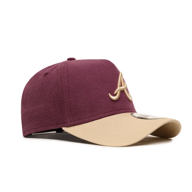 Atlanta Braves Maroon & Tan Moleskin 9Forty A-Frame Snapback