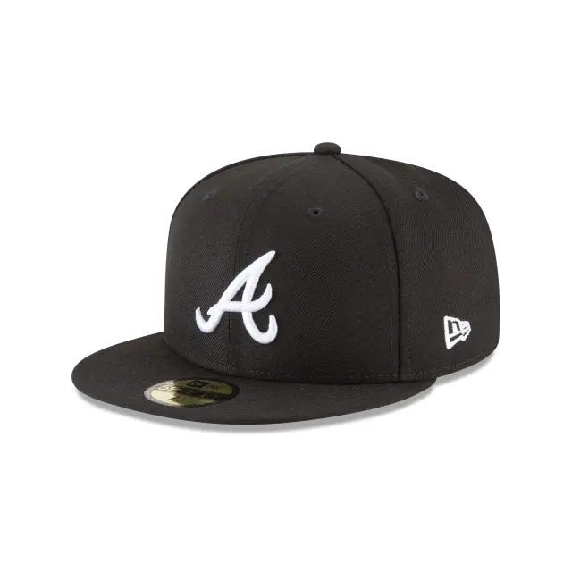 Atlanta Braves MLB Basic Black-and-White 59Fifty Fitted Hat
