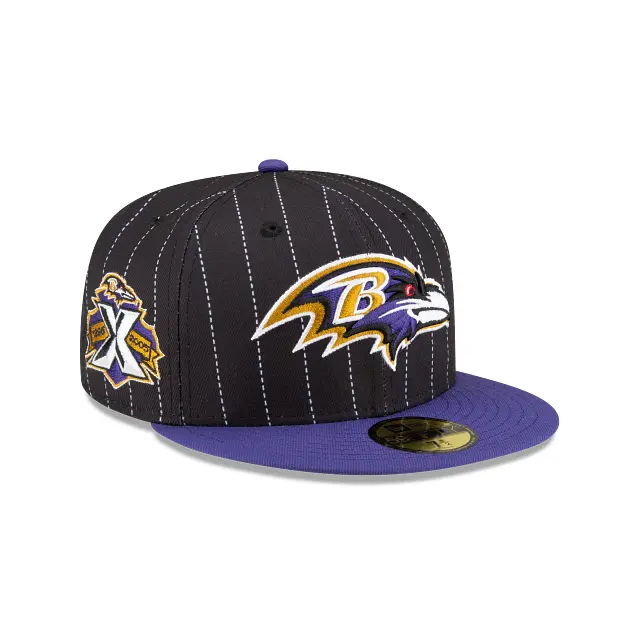 Baltimore Ravens 10th Anniversary Pinstripe 59Fifty Fitted Cap – Limited-Edition Commemorative