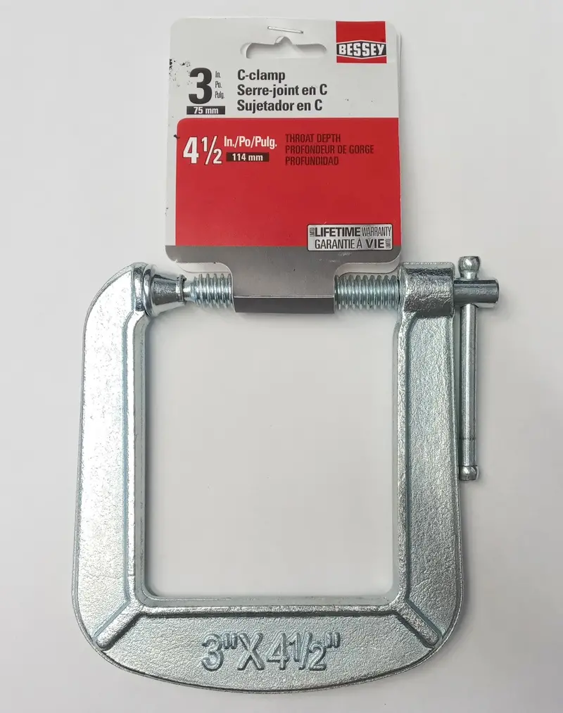 BESSEY CM34DR Deep-Reach Forged C-Clamp – 3-Inch Jaw, 4-1/2-Inch Throat