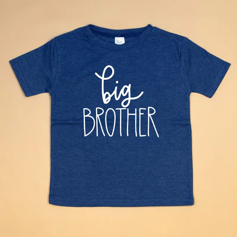 ‘Big Brother’ Script Denim Top in Heather Denim