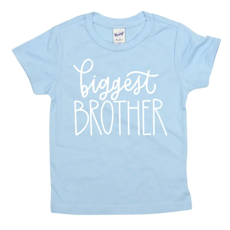 ‘Biggest Brother’ Script T-Shirt in Light Blue