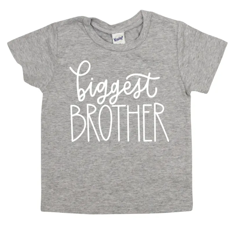 ‘Biggest Brother’ Script T-Shirt in Light Gray