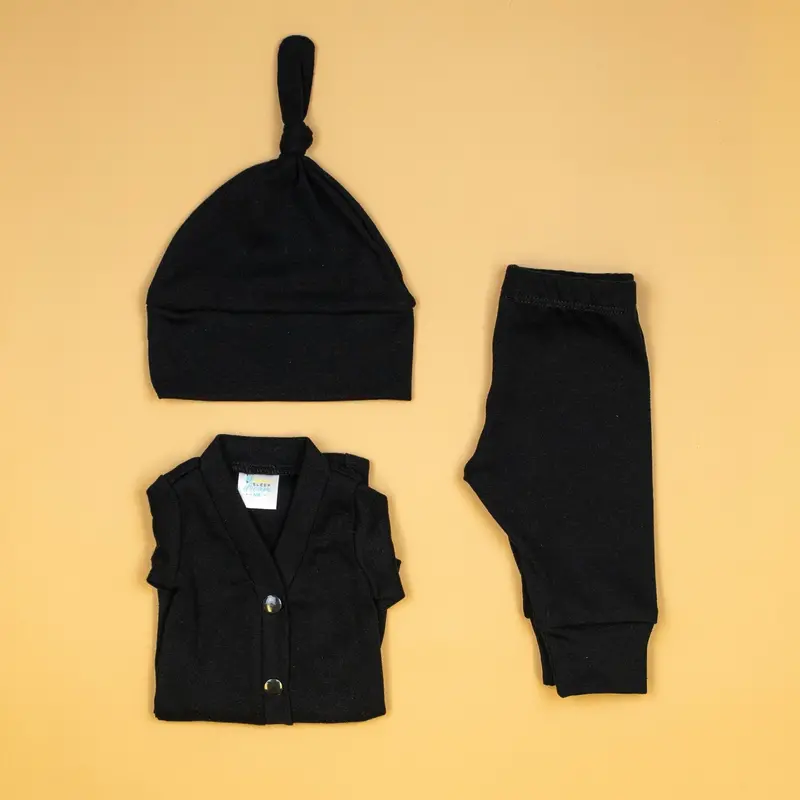 Black Cardisuit Bundle – Stylish Infant Outfit Set