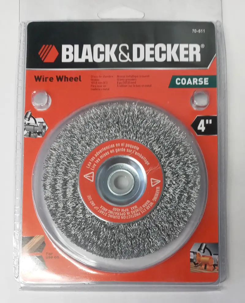 Black & Decker 4″ Coarse Steel Wire Wheel Brush – Bench Grinder Accessory (70-611)