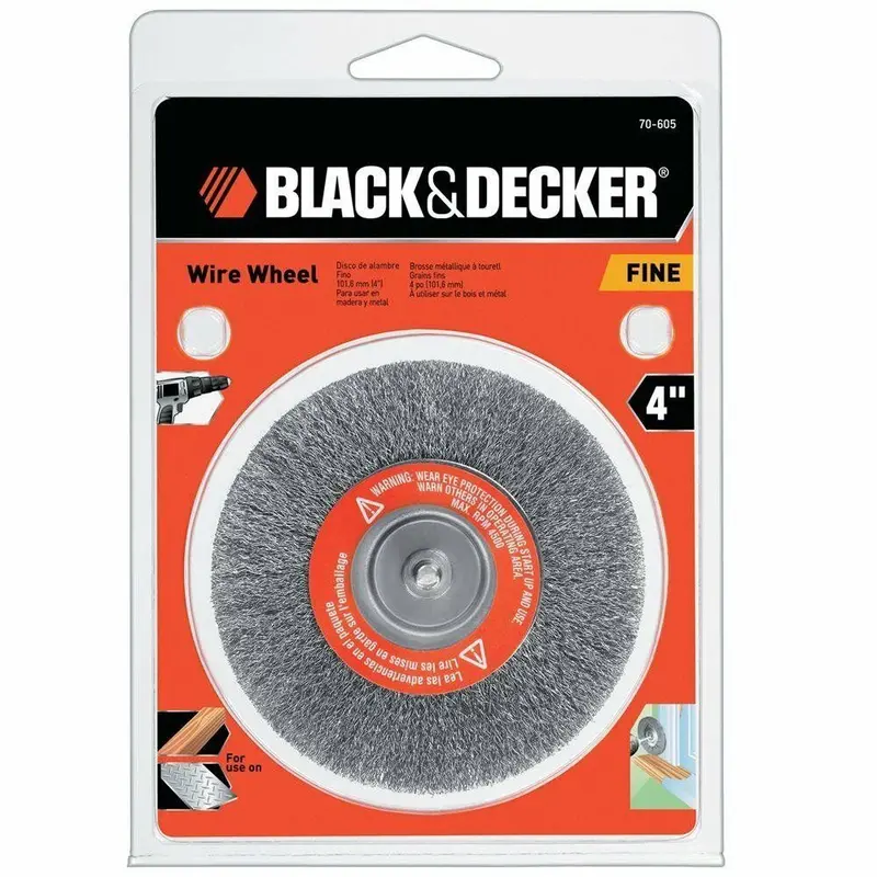 Black & Decker 4-Inch Fine Wire Brush Wheel with 1/4-Inch Hex Shank