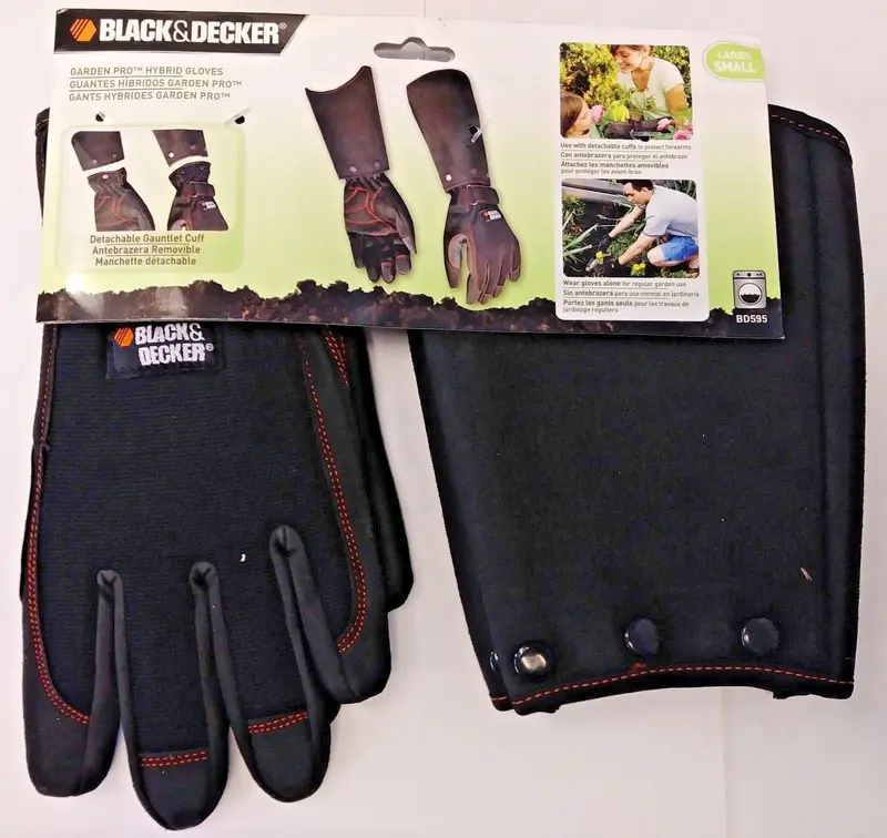 BLACK+DECKER Ladies’ Garden Pro Hybrid Gloves – Small Size with Removable Cuff