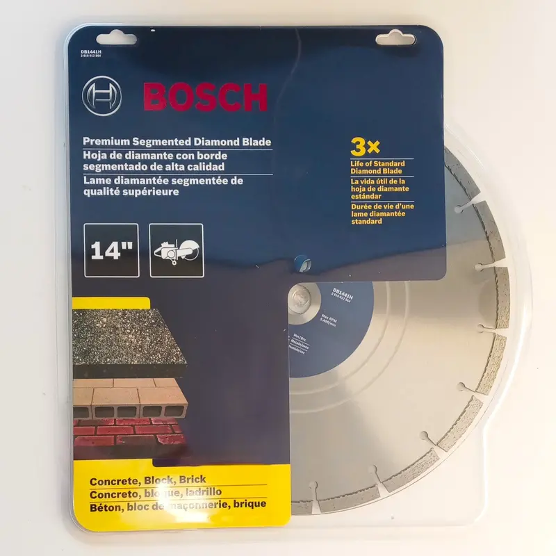 BOSCH 14-Inch Premium Diamond Segmented Saw Blade – Masonry Cutting Performance (Model DB1441H)